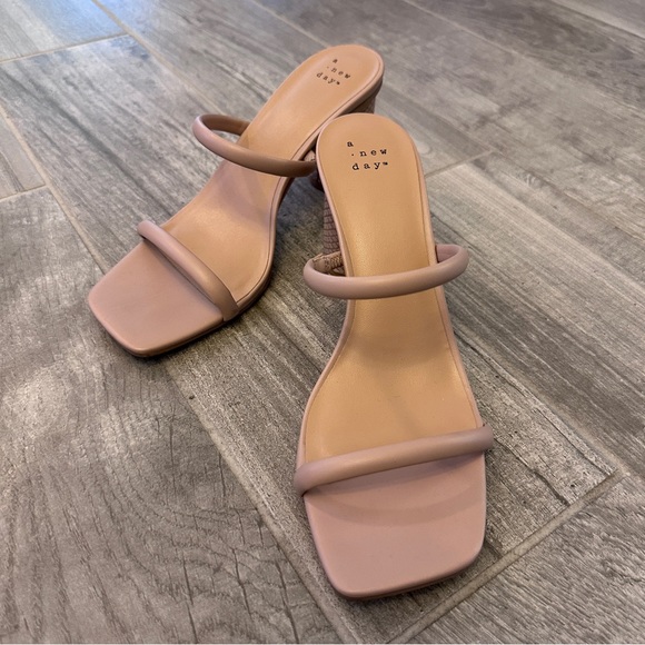 a new day Shoes - A New Day Nude Double Strap Slide Heels